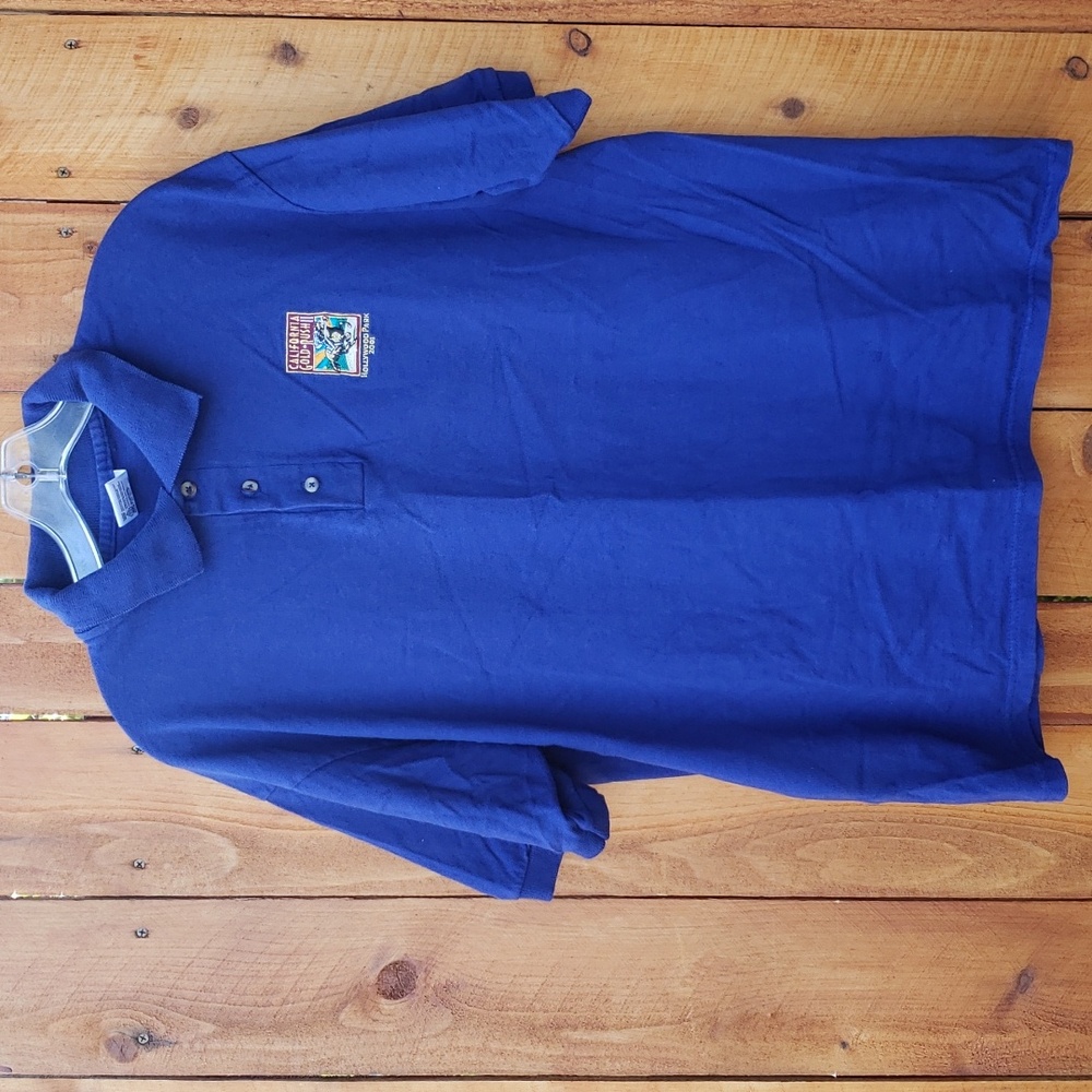 Hollywood Park 2001 California Gold Rush Embroidered Blue Polo Large + Pin - Picture 6 of 6